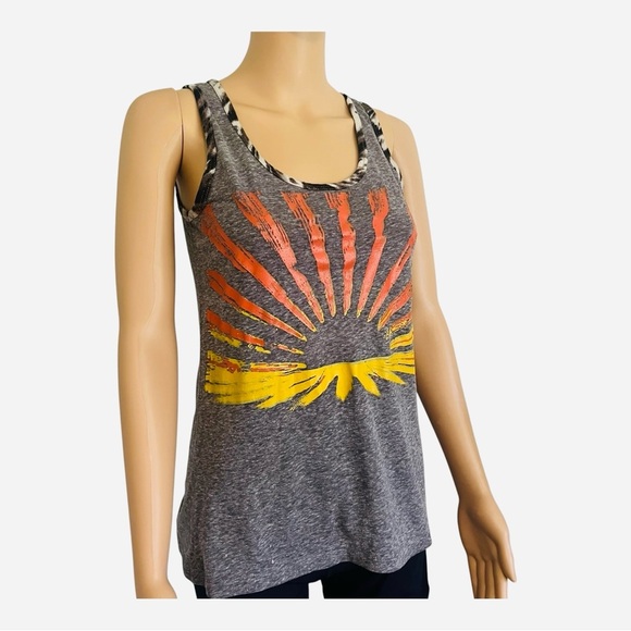 Institute Liberal cotton blend gray sunburst Tank Top M graphic design in back - Picture 2 of 14